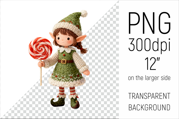 Knitted Christmas Elf Girl| Holiday Gnome with Lollipop