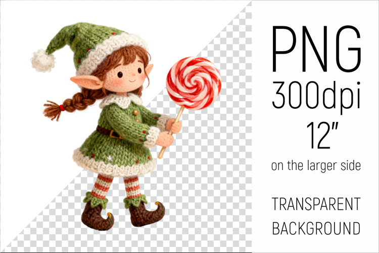 Knitted Christmas Elf Girl| Holiday Gnome with Lollipop