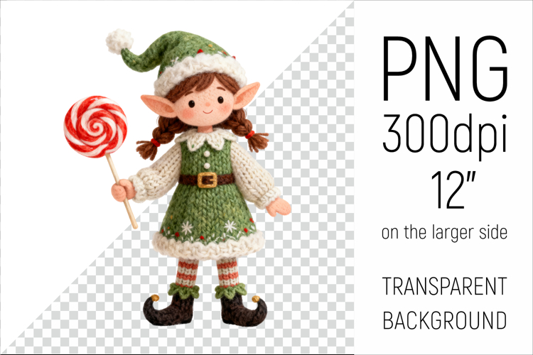 Knitted Christmas Elf Girl| Holiday Gnome with Lollipop