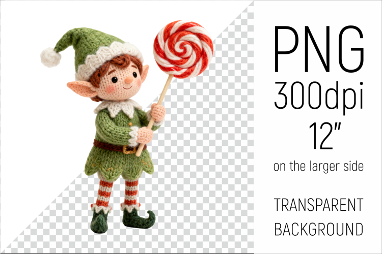 Knitted Christmas Elf | Holiday Gnome with Lollipop