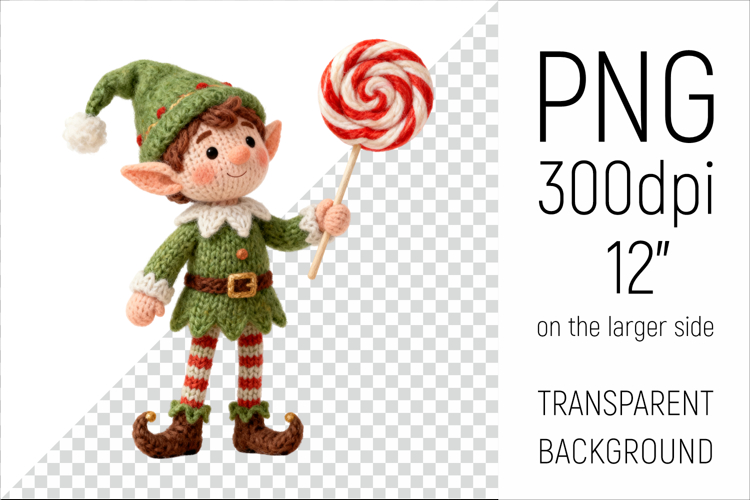 Knitted Christmas Elf | Holiday Gnome with Lollipop