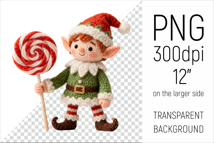 Knitted Christmas Elf | Holiday Gnome with Lollipop