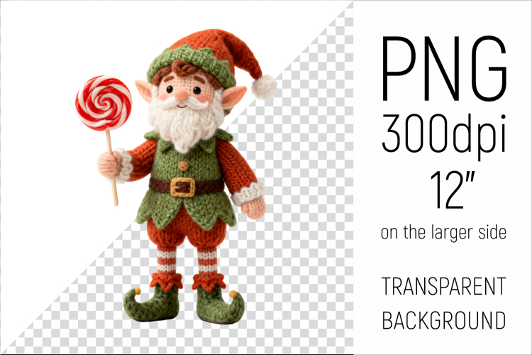 Knitted Christmas Elf | Holiday Gnome with Lollipop