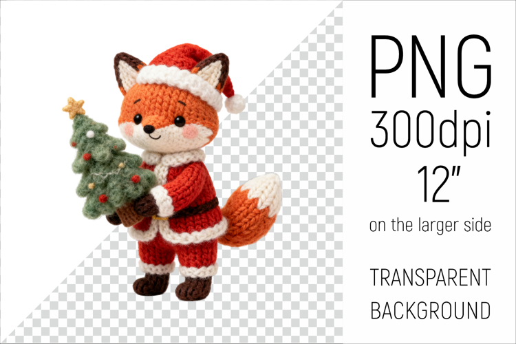 Knitted Christmas Fox | Holiday Animal with Firtree