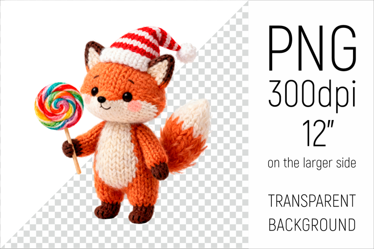 Knitted Christmas Fox | Holiday Animal with Lollipop