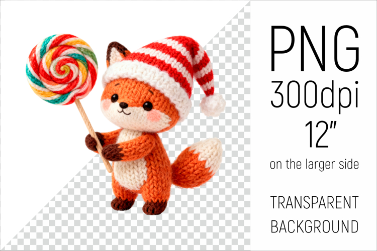 Knitted Christmas Fox | Holiday Animal with Lollipop