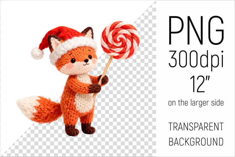 Knitted Christmas Fox | Holiday Animal with Lollipop