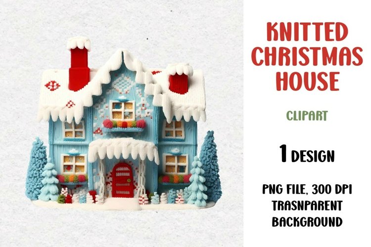 Knitted Christmas House, Clipart, PNG