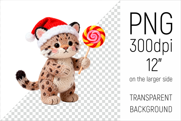 Knitted Christmas Leopard | Holiday Animal with Lollipop