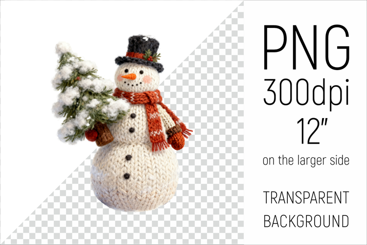 Knitted Christmas Snowman | Holiday Illustration