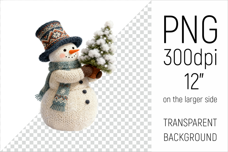 Knitted Christmas Snowman | Holiday Illustration