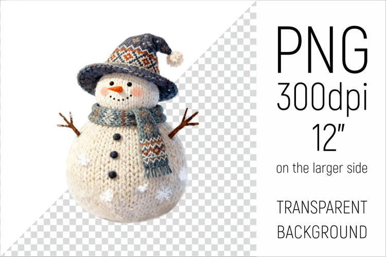 Knitted Christmas Snowman | Holiday Illustration