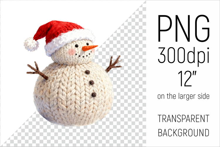 Knitted Christmas Snowman | Holiday Illustration