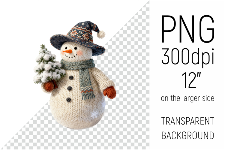 Knitted Christmas Snowman | Holiday Illustration