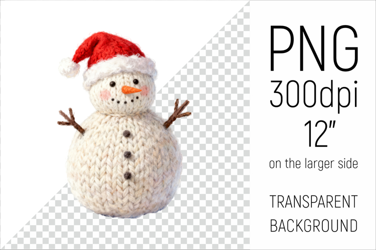 Knitted Christmas Snowman | Holiday Illustration
