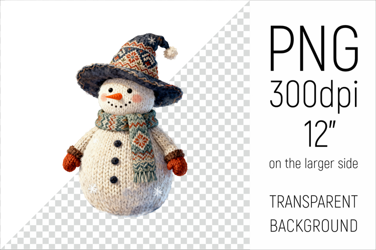 Knitted Christmas Snowman | Holiday Illustration