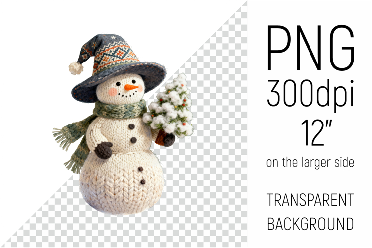 Knitted Christmas Snowman | Holiday Illustration