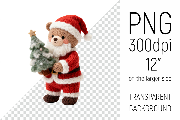 Knitted Christmas Teddy Bear | Holiday Animal with Firtree