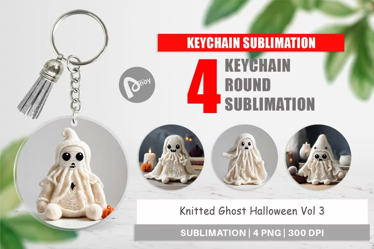 Keychain Knitted Ghost Halloween