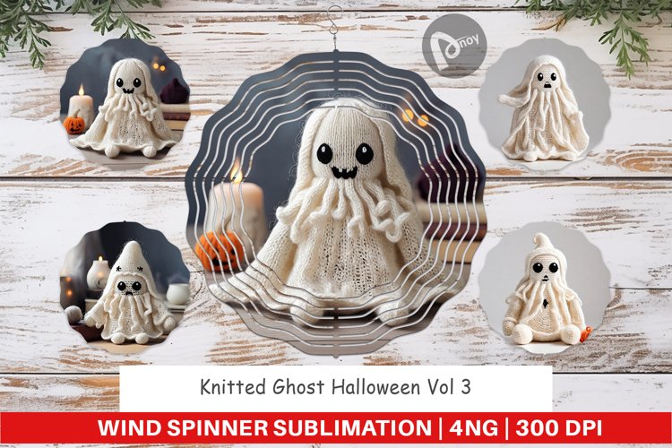 Wind Spinner Knitted Ghost Halloween example image 1