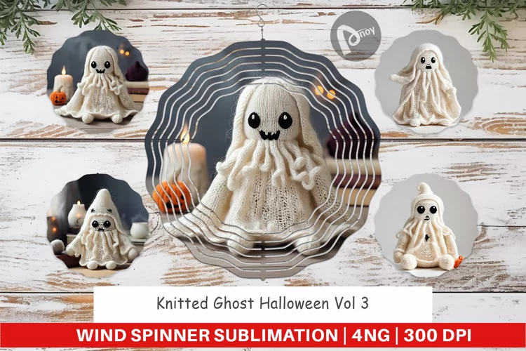 Wind Spinner Knitted Ghost Halloween