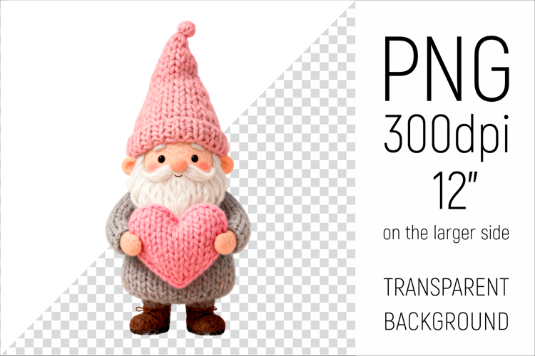 Knitted Gnome with Heart | Be My Valentine Clipart