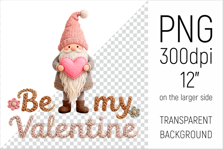 Knitted Gnome with Heart | Be My Valentine Clipart