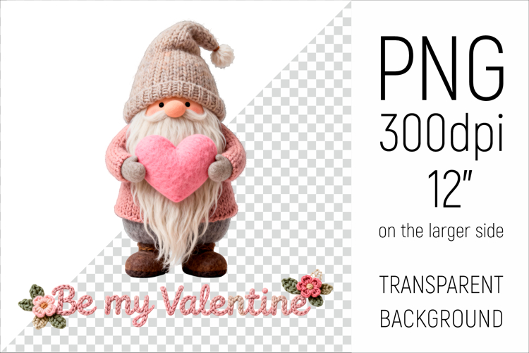 Knitted Gnome with Heart | Be My Valentine Clipart