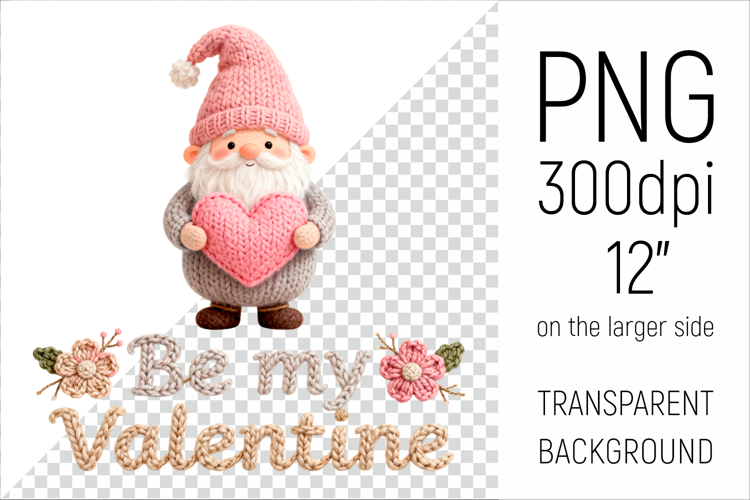 Knitted Gnome with Heart | Be My Valentine Clipart