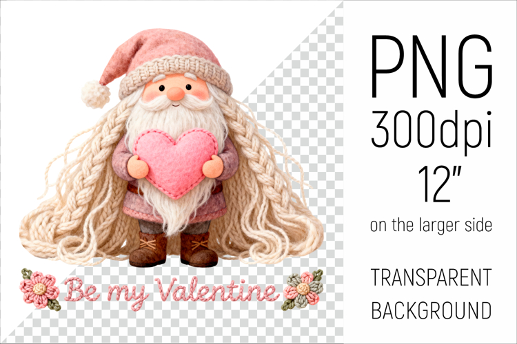 Knitted Gnome with Heart | Be My Valentine Clipart