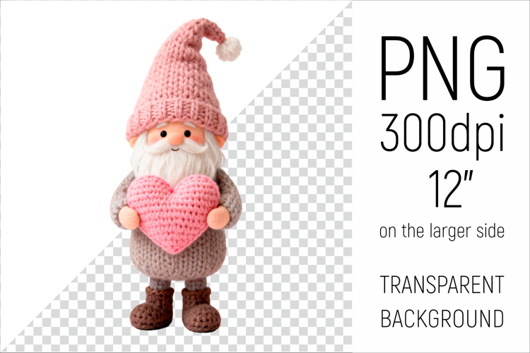 Knitted Gnome with Heart | Be My Valentine Clipart