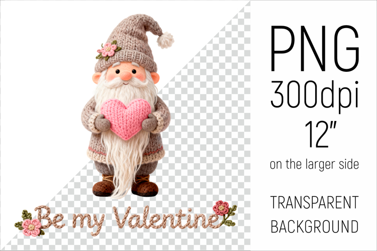 Knitted Gnome with Heart | Be My Valentine Clipart