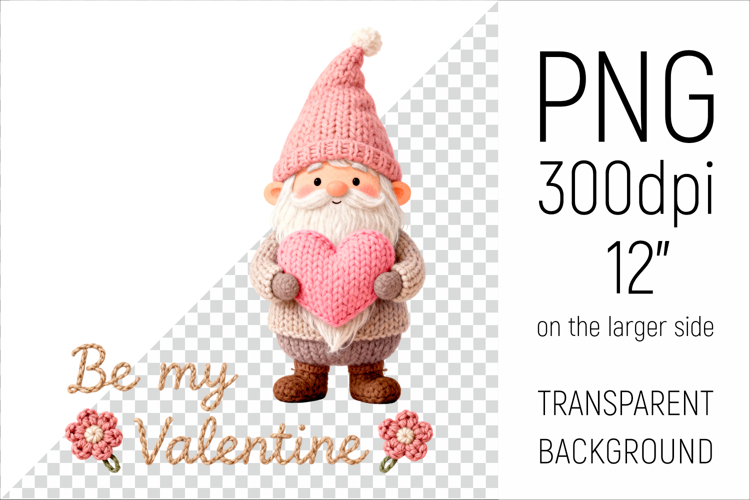 Knitted Gnome with Heart | Be My Valentine Clipart