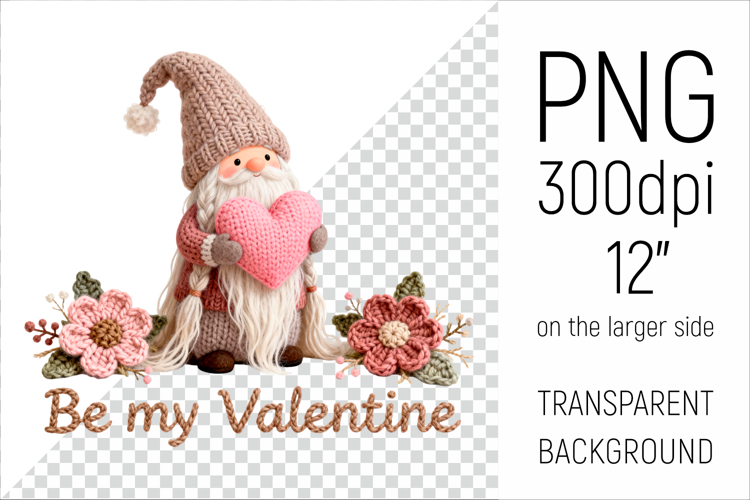 Knitted Gnome with Heart | Be My Valentine Clipart