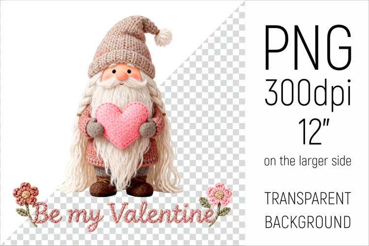 Knitted Gnome with Heart | Be My Valentine Clipart