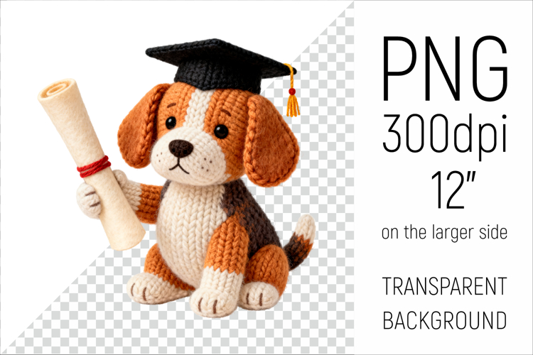 Knitted Graduation Beagle | Cute School Dog