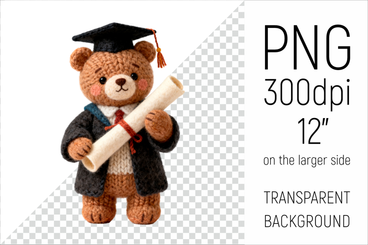 Knitted Graduation Bear| Cute School Animal Clipart