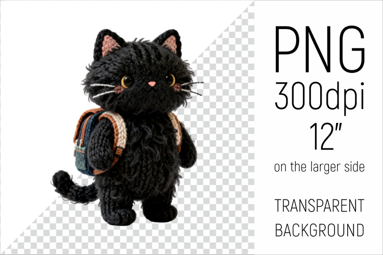 Knitted Graduation Cat | Cute School Animal Clipart