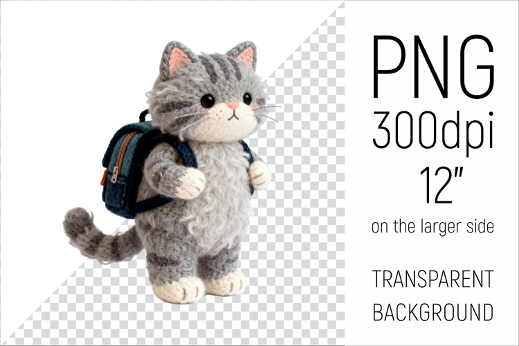 Knitted Graduation Cat | Cute School Animal Clipart