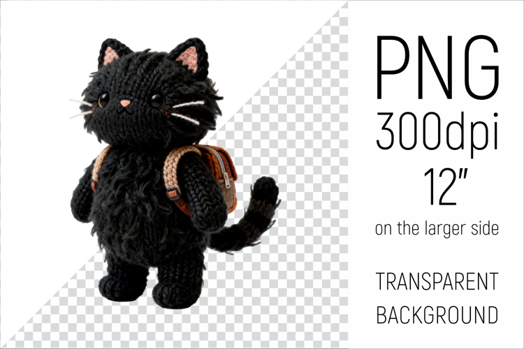 Knitted Graduation Cat | Cute School Animal Clipart