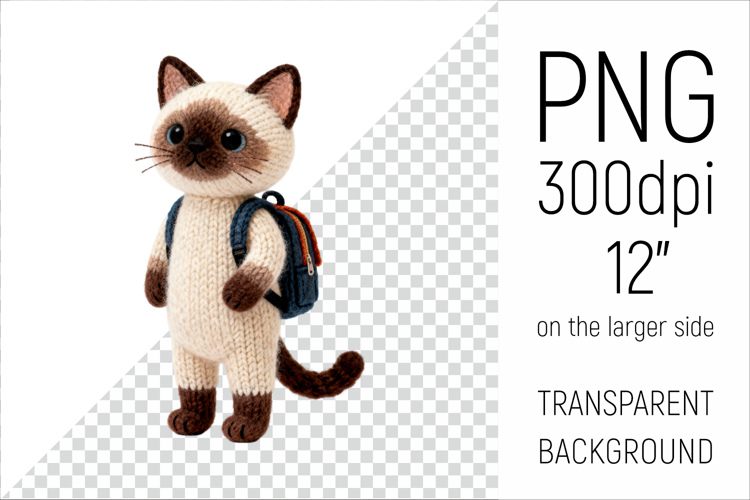 Knitted Graduation Cat | Cute School Animal Clipart