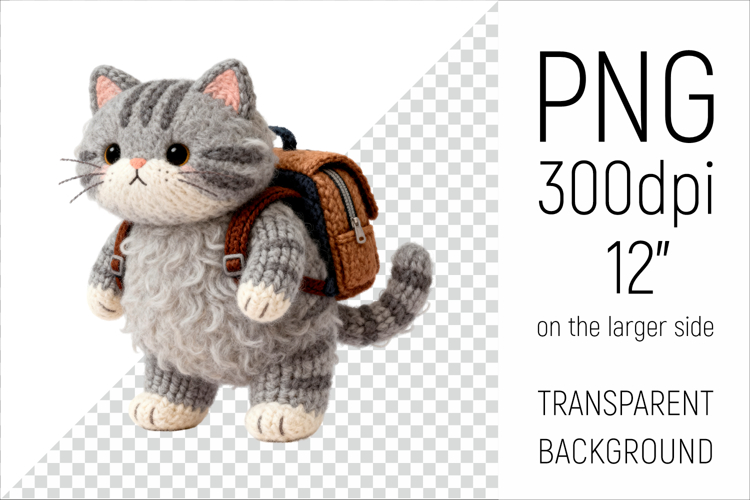 Knitted Graduation Cat | Cute School Animal Clipart