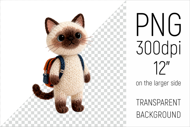 Knitted Graduation Cat | Cute School Animal Clipart