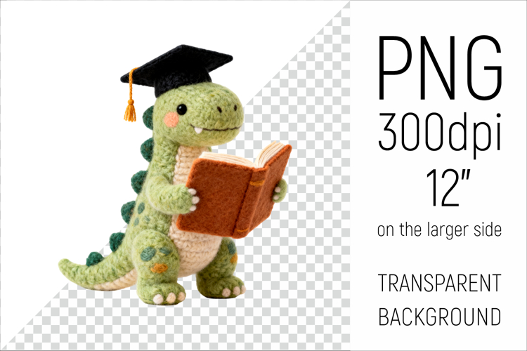 Knitted Graduation Dino | Cute School Animal Clipart