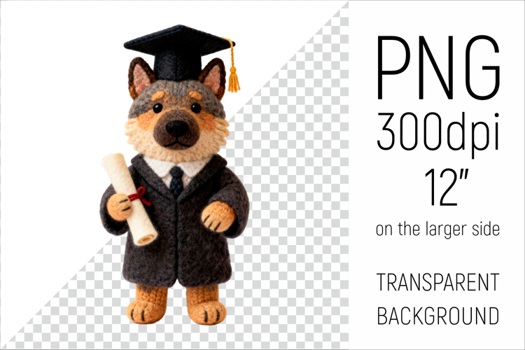 Knitted Graduation German Shepherd | Cute School Dog
