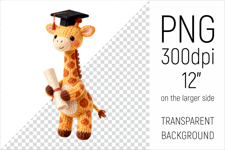 Knitted Graduation Giraffe | Cute School Animal Clip