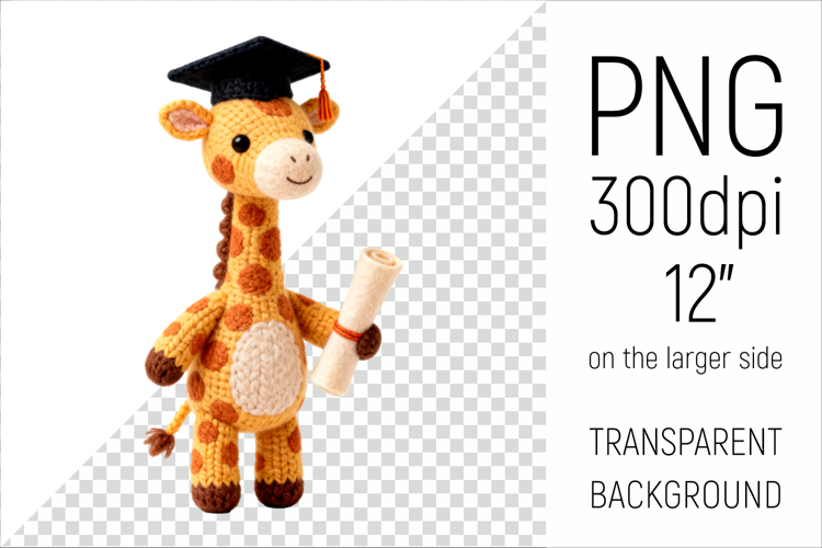 Knitted Graduation Giraffe | Cute School Animal Clip