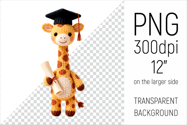 Knitted Graduation Giraffe | Cute School Animal Clip