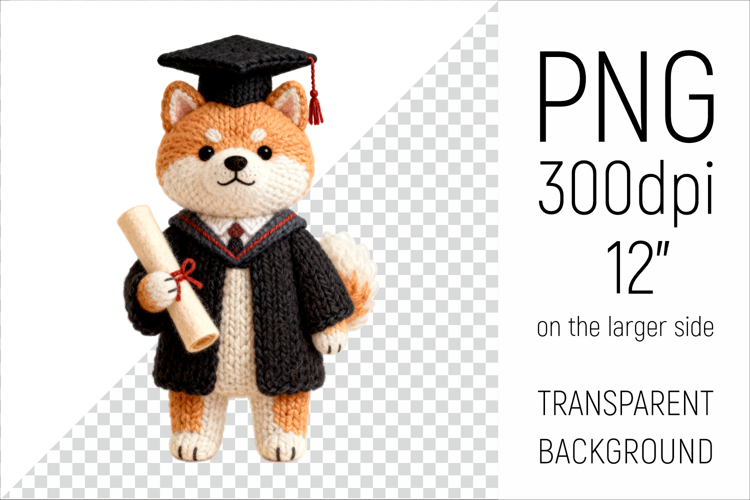 Knitted Graduation Japanese Akita | Cute School Dog