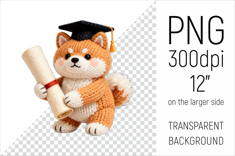 Knitted Graduation Japanese Akita | Cute School Dog